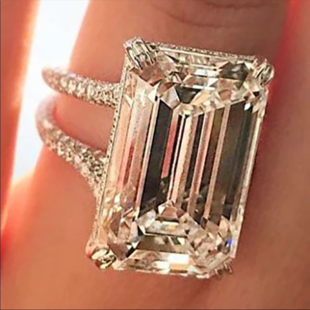 New Luxury 925 Silver Engagement Women’s Diamond Ring - Picture 2 of 4